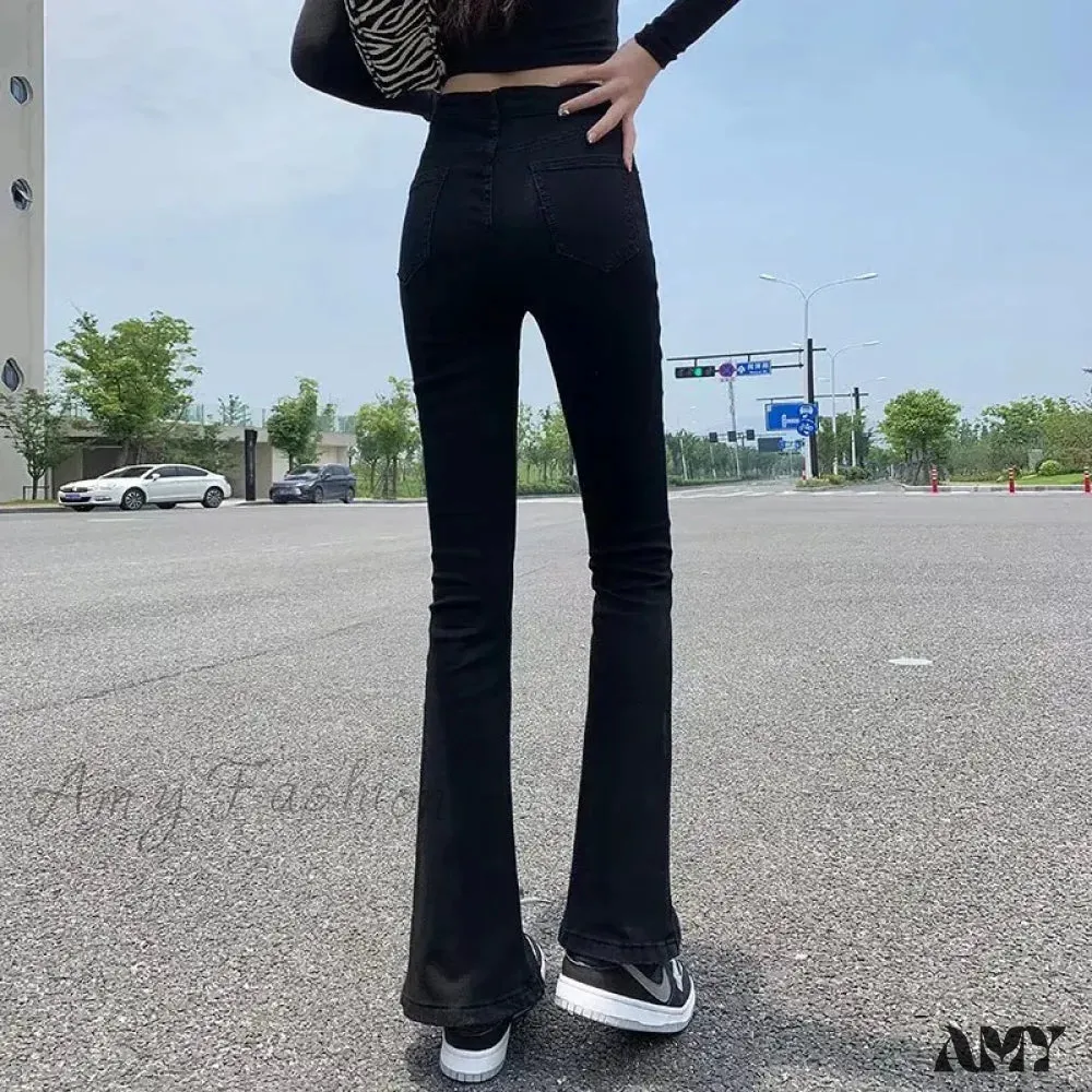 Amy Fashion - Blue Vintage Quality Fashion Straight Women Pant Woman High Waist Denim Pants Wide Leg Denim Clothing Jean