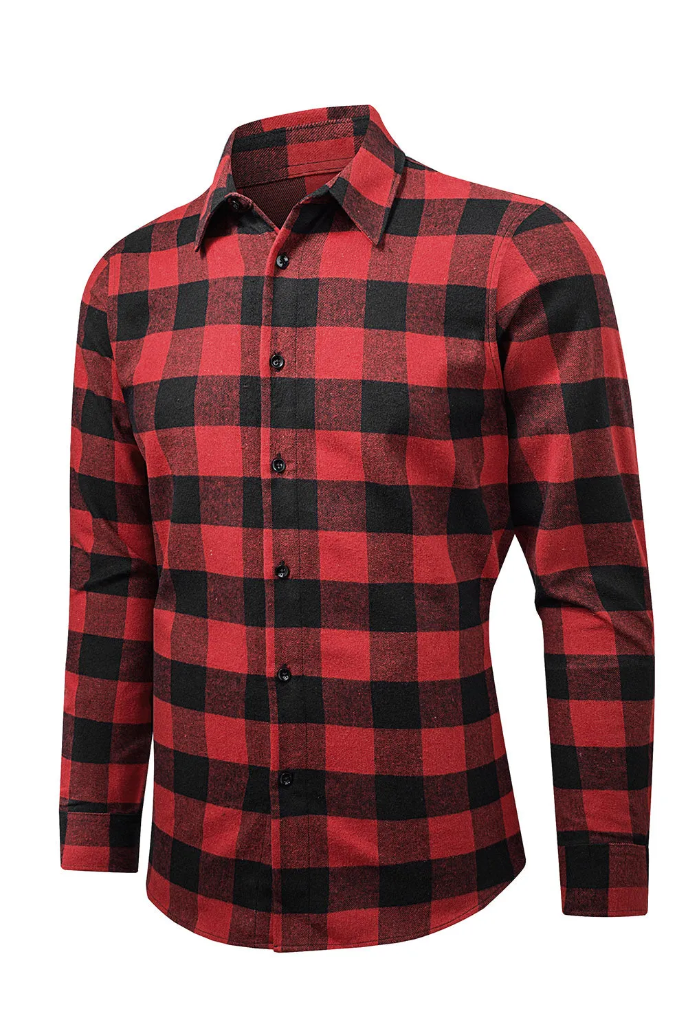 Men Button Front Long Sleeve Gingham Shirt