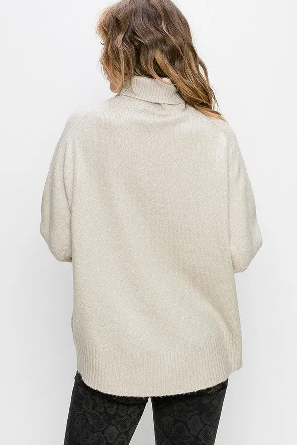 Oversized Sweater Top In Cool Grey